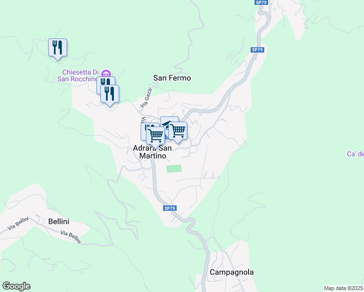 map of restaurants, bars, coffee shops, grocery stores, and more near in Adrara San Martino