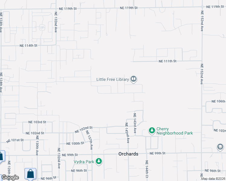 map of restaurants, bars, coffee shops, grocery stores, and more near 10705 Northeast 139th Avenue in Vancouver
