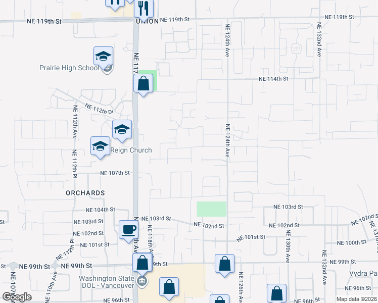 map of restaurants, bars, coffee shops, grocery stores, and more near 12014 Northeast 109th Street in Vancouver