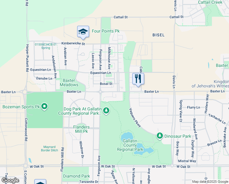 map of restaurants, bars, coffee shops, grocery stores, and more near 100 South 7th Avenue in Bozeman