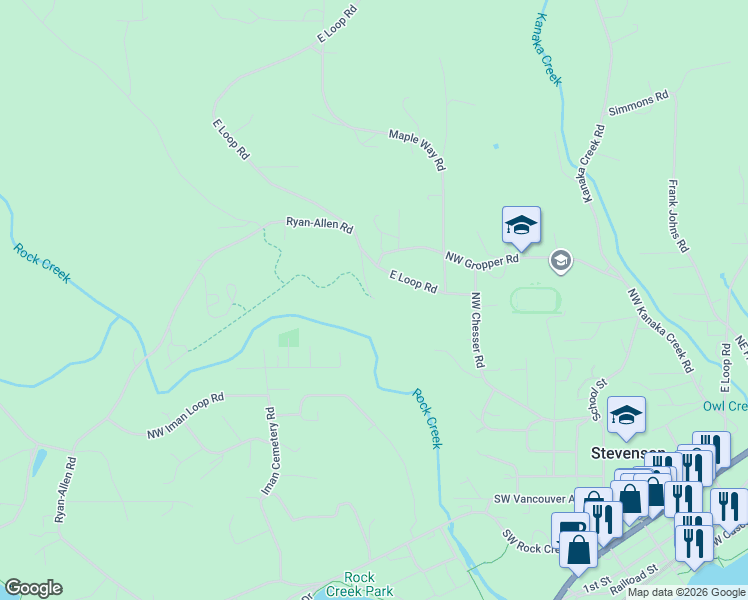 map of restaurants, bars, coffee shops, grocery stores, and more near Piper Road in Stevenson