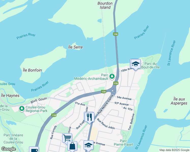 map of restaurants, bars, coffee shops, grocery stores, and more near 561 100e Avenue in Montréal