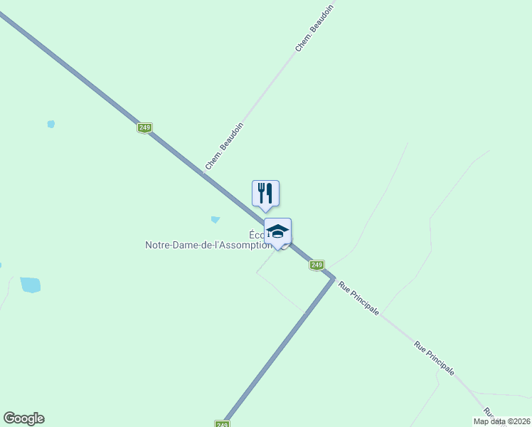 map of restaurants, bars, coffee shops, grocery stores, and more near 442 Rue Principale in Saint-Georges-de-Windsor