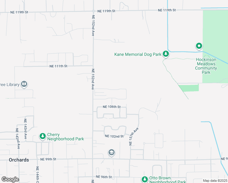 map of restaurants, bars, coffee shops, grocery stores, and more near 15403 Northeast 108th Way in Vancouver