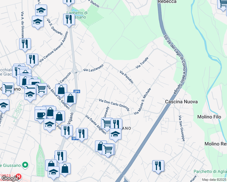map of restaurants, bars, coffee shops, grocery stores, and more near 22 Via Monte Cristallo in Giussano