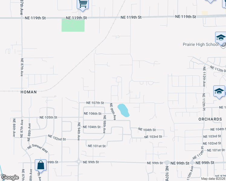 map of restaurants, bars, coffee shops, grocery stores, and more near 10815 Northeast 99th Avenue in Vancouver