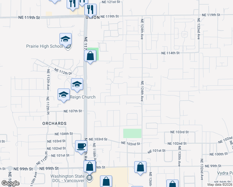 map of restaurants, bars, coffee shops, grocery stores, and more near 12014 Northeast 109th Street in Vancouver