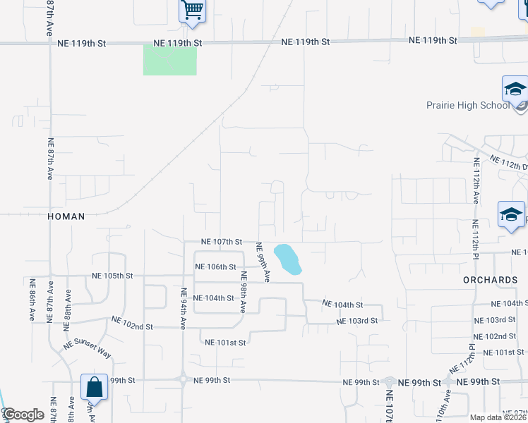 map of restaurants, bars, coffee shops, grocery stores, and more near 10803 Northeast 99th Avenue in Vancouver
