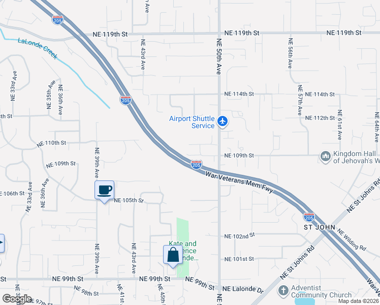 map of restaurants, bars, coffee shops, grocery stores, and more near 4704 Northeast 109th Street in Vancouver