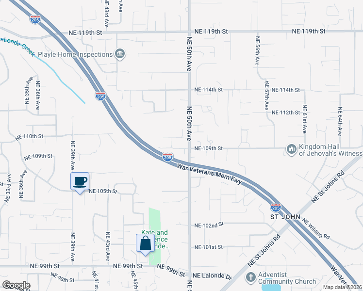 map of restaurants, bars, coffee shops, grocery stores, and more near 4814 Northeast 109th Street in Vancouver