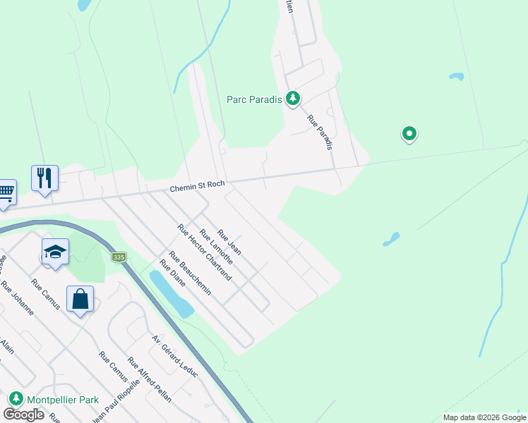 map of restaurants, bars, coffee shops, grocery stores, and more near 3465 Rue Émile in Terrebonne