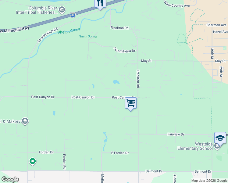 map of restaurants, bars, coffee shops, grocery stores, and more near 4100 Post Canyon Drive in Hood River