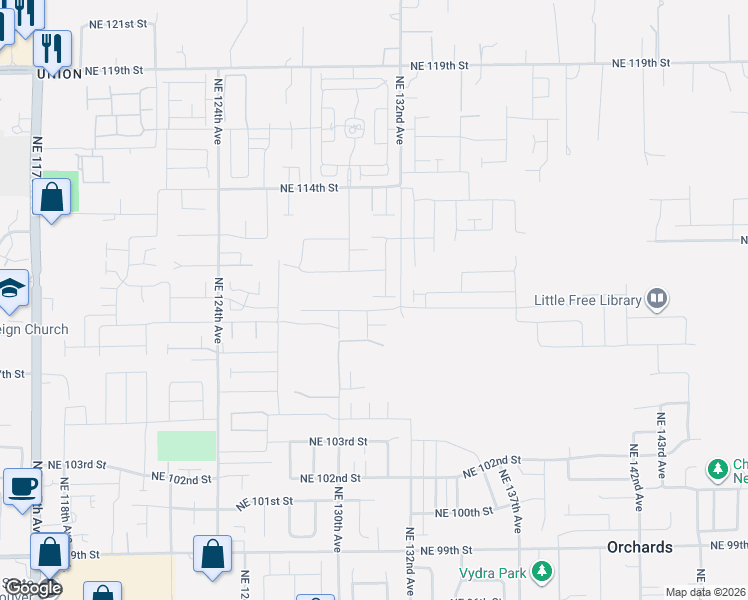 map of restaurants, bars, coffee shops, grocery stores, and more near 10803 Northeast 130th Avenue in Vancouver