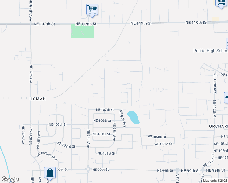 map of restaurants, bars, coffee shops, grocery stores, and more near 10903 Northeast 97th Avenue in Vancouver