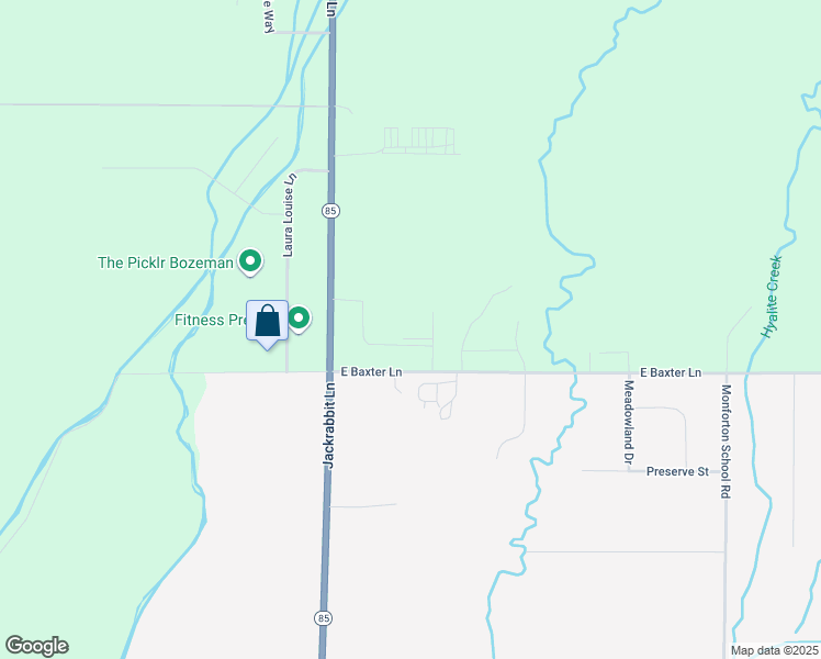 map of restaurants, bars, coffee shops, grocery stores, and more near 257 East Baxter Lane in Bozeman