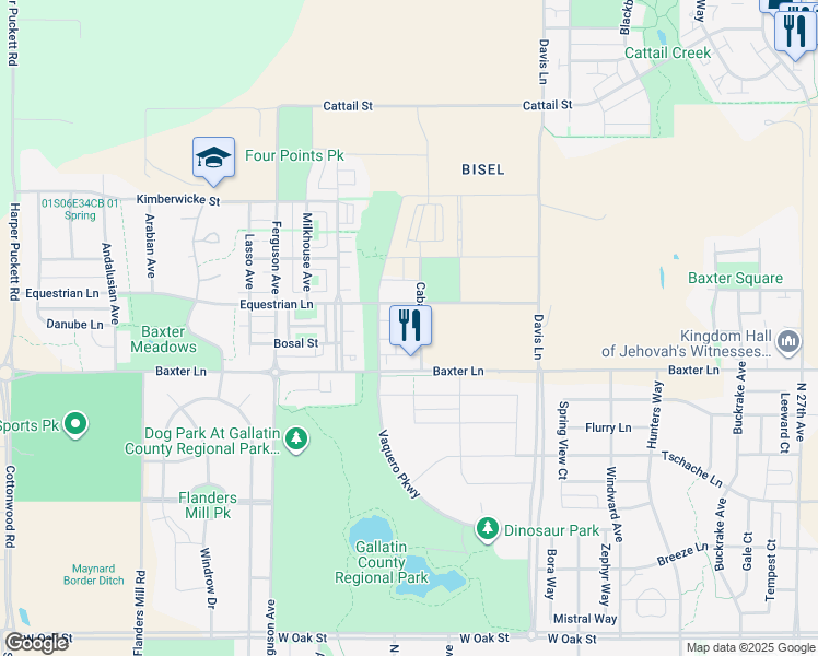 map of restaurants, bars, coffee shops, grocery stores, and more near 3701 Trakker Trail in Bozeman