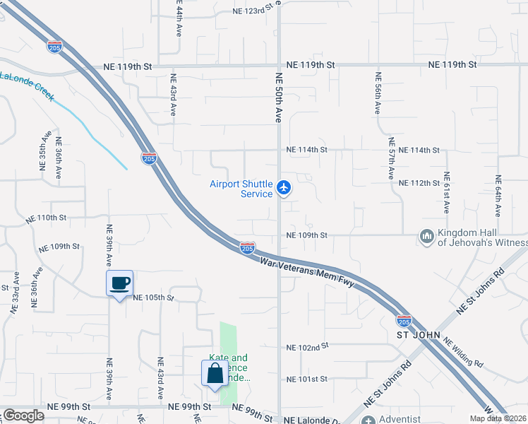 map of restaurants, bars, coffee shops, grocery stores, and more near 4816 Northeast 110th Circle in Vancouver