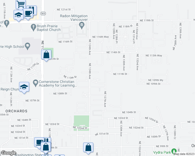 map of restaurants, bars, coffee shops, grocery stores, and more near 12601 Northeast 111th Street in Vancouver