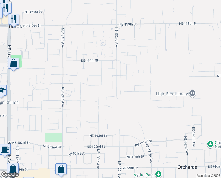 map of restaurants, bars, coffee shops, grocery stores, and more near 11020 Northeast 131st Court in Vancouver