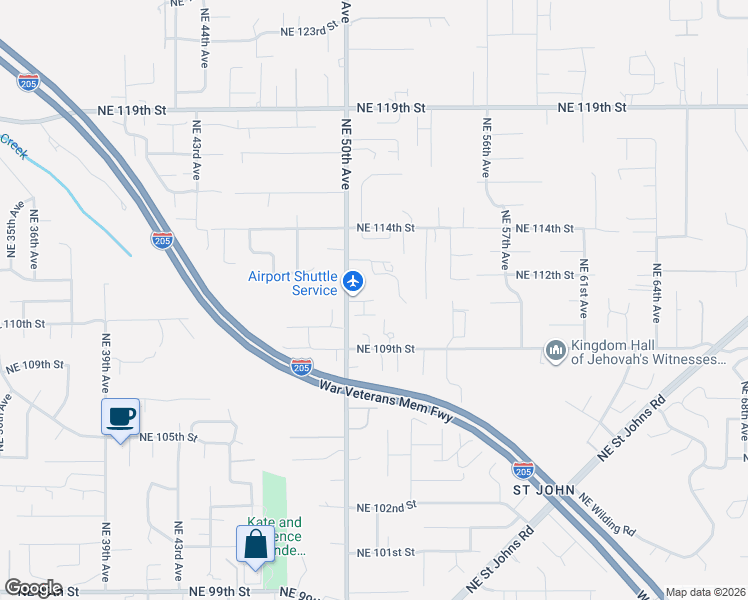 map of restaurants, bars, coffee shops, grocery stores, and more near 5813 Northeast 111th Circle in Vancouver