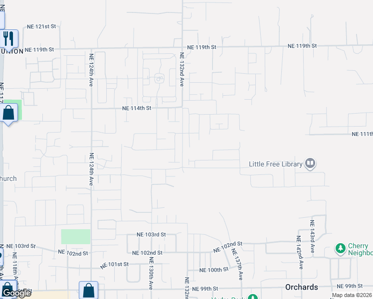 map of restaurants, bars, coffee shops, grocery stores, and more near 11006 Northeast 133rd Court in Vancouver