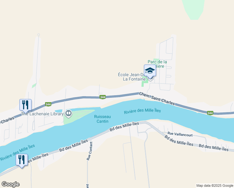 map of restaurants, bars, coffee shops, grocery stores, and more near 3241 Chemin Saint-Charles in Terrebonne