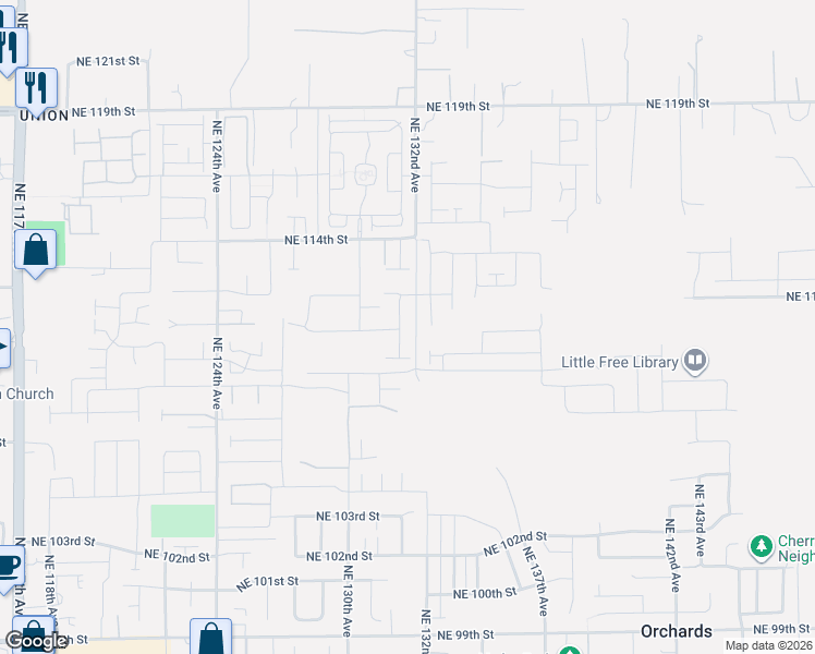 map of restaurants, bars, coffee shops, grocery stores, and more near 11101 Northeast 131st Avenue in Vancouver