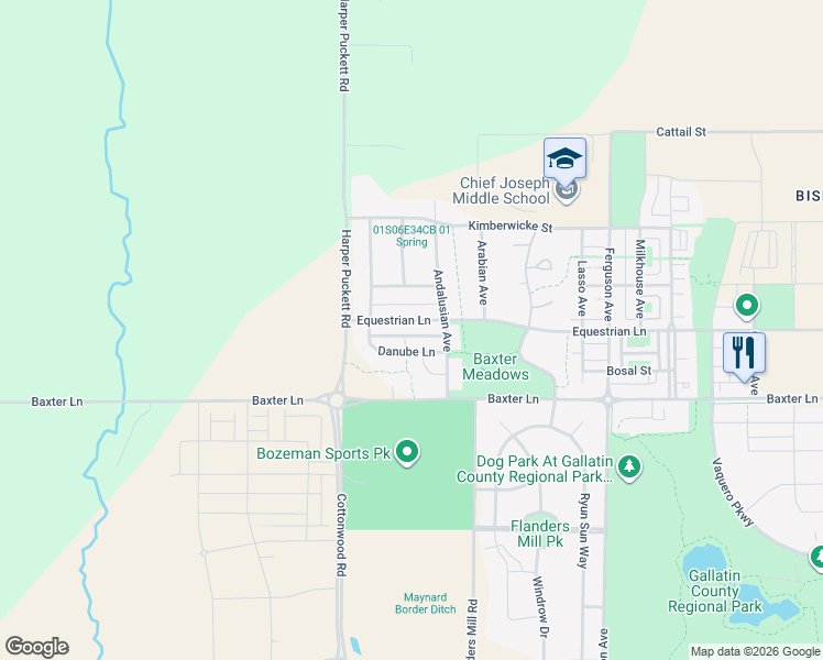 map of restaurants, bars, coffee shops, grocery stores, and more near 4544 Equestrian Ln in Bozeman