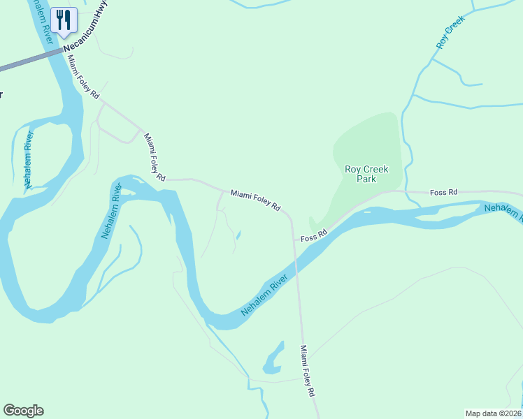 map of restaurants, bars, coffee shops, grocery stores, and more near 34000 Miami Foley Road in Nehalem