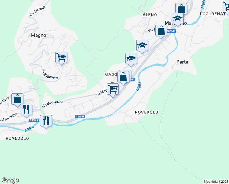 map of restaurants, bars, coffee shops, grocery stores, and more near 17 Via Don Milani in Marcheno