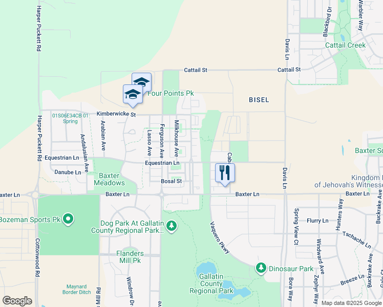 map of restaurants, bars, coffee shops, grocery stores, and more near 2286 Gallatin Green Boulevard in Bozeman