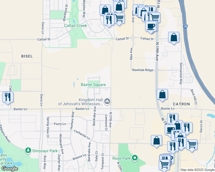 map of restaurants, bars, coffee shops, grocery stores, and more near 1242 Thomas Drive in Bozeman