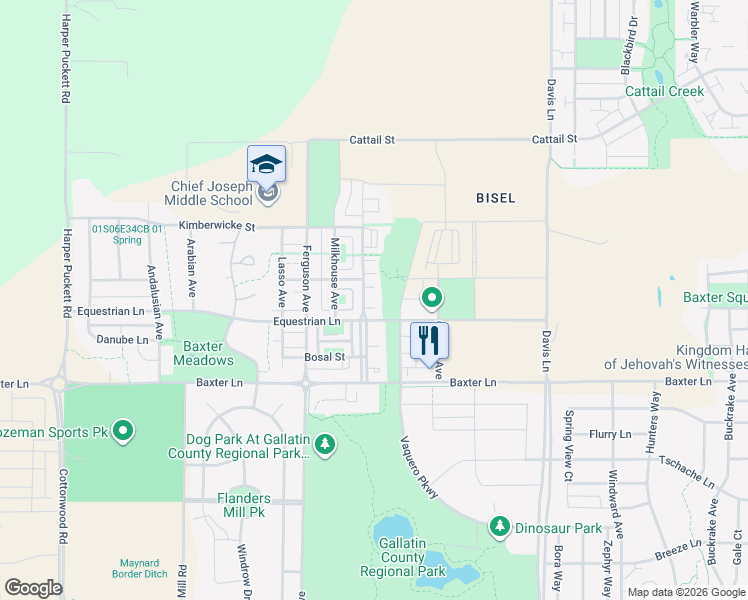 map of restaurants, bars, coffee shops, grocery stores, and more near 2286 Gallatin Green Boulevard in Bozeman