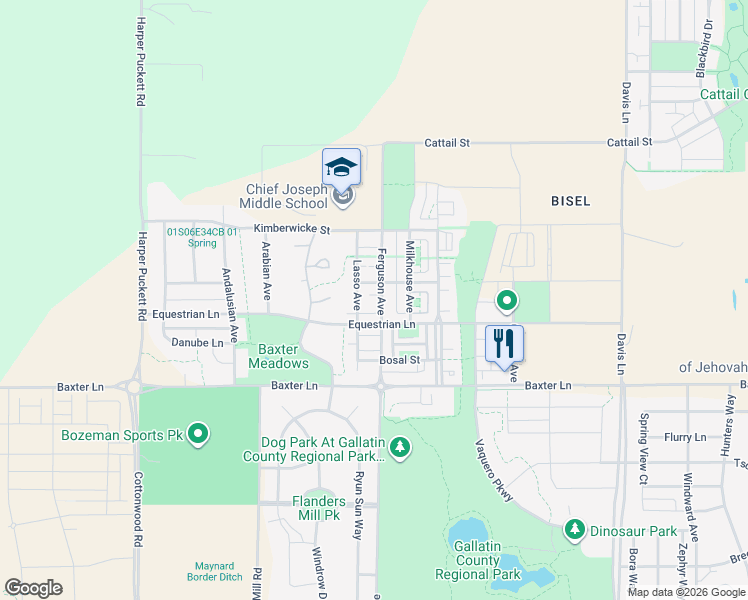 map of restaurants, bars, coffee shops, grocery stores, and more near 2408 Ferguson Avenue in Bozeman