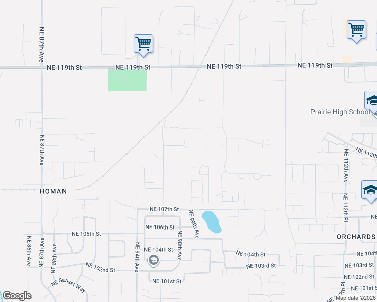 map of restaurants, bars, coffee shops, grocery stores, and more near 9819 Northeast 112th Circle in Vancouver
