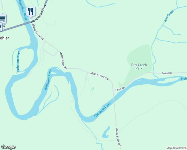 map of restaurants, bars, coffee shops, grocery stores, and more near 34000 Miami Foley Road in Nehalem