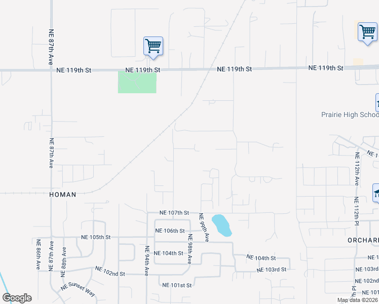 map of restaurants, bars, coffee shops, grocery stores, and more near 9712 Northeast 112th Circle in Vancouver