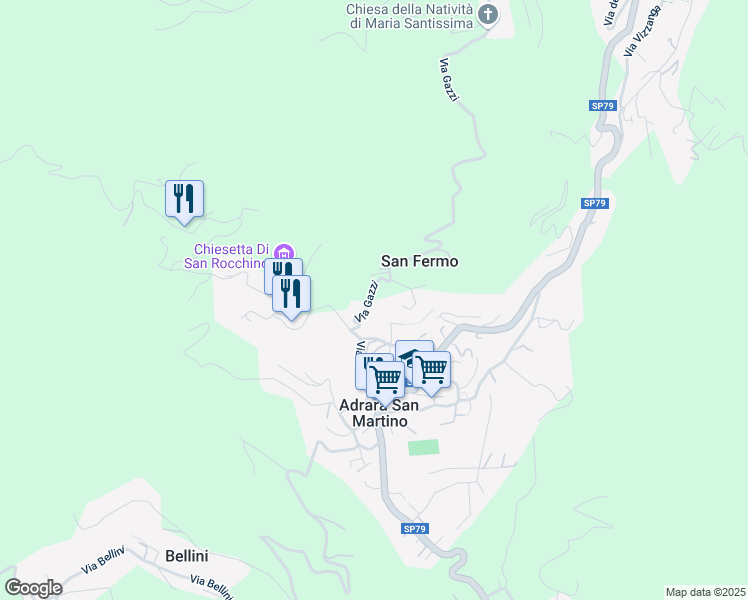 map of restaurants, bars, coffee shops, grocery stores, and more near 8 Via Pennini in Provincia di Bergamo