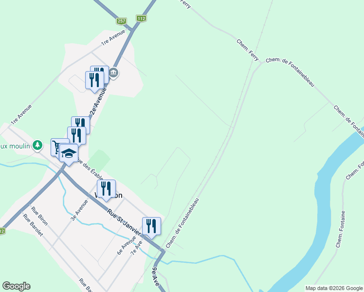 map of restaurants, bars, coffee shops, grocery stores, and more near 450 8e Av in Estrie