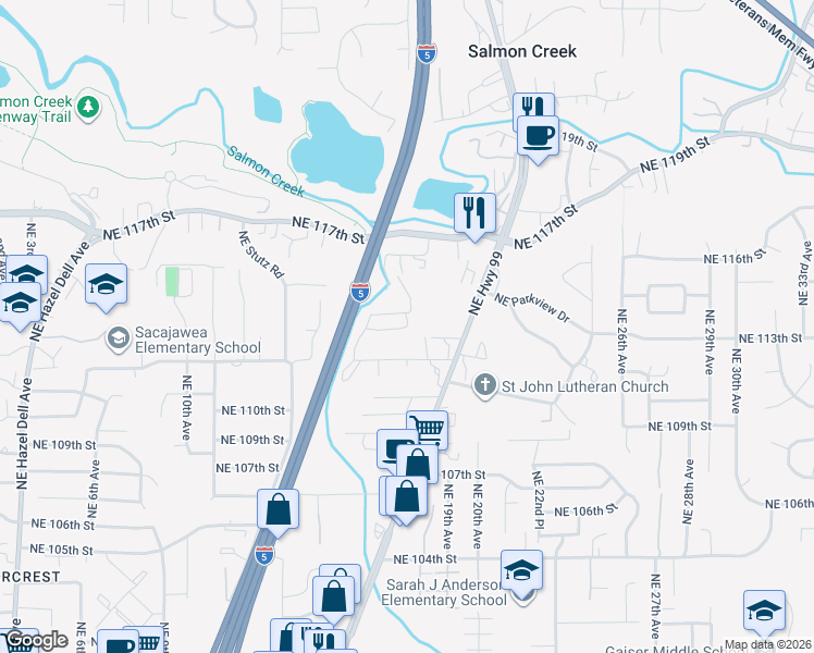 map of restaurants, bars, coffee shops, grocery stores, and more near 2316 Northeast 113th Street in Vancouver