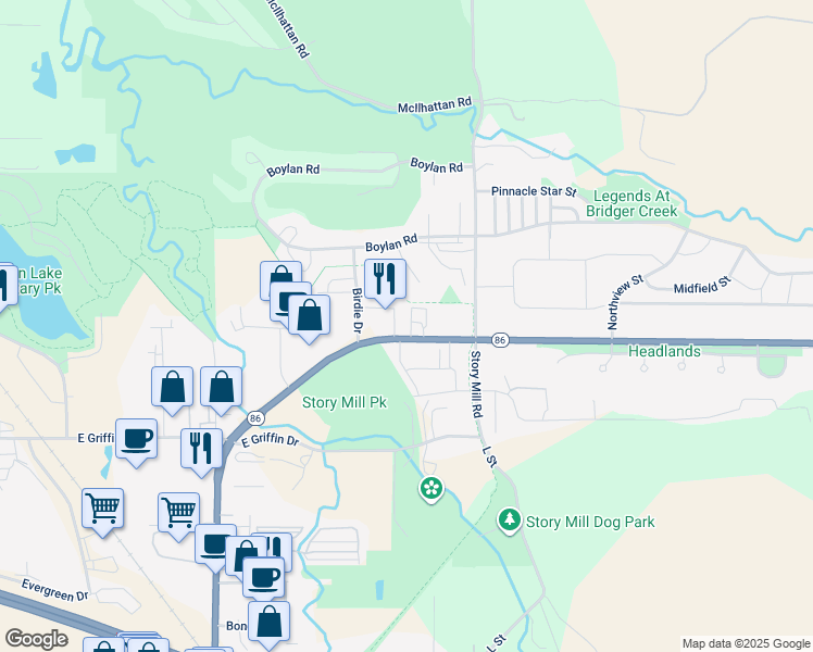 map of restaurants, bars, coffee shops, grocery stores, and more near 901 Bridger Drive in Bozeman