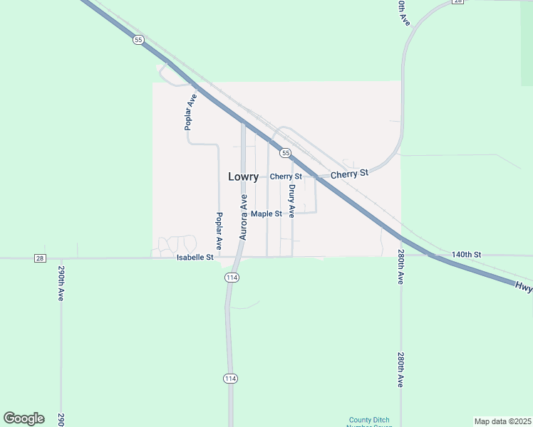 map of restaurants, bars, coffee shops, grocery stores, and more near Maple Street in Lowry