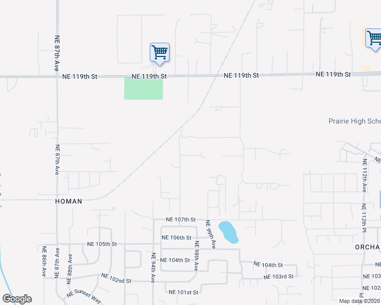 map of restaurants, bars, coffee shops, grocery stores, and more near 9712 Northeast 112th Circle in Vancouver