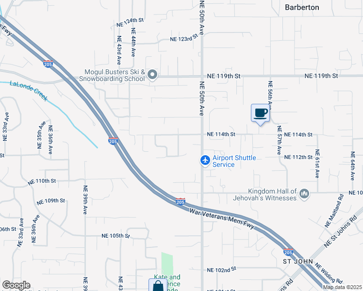map of restaurants, bars, coffee shops, grocery stores, and more near 11301 Northeast 48th Avenue in Vancouver