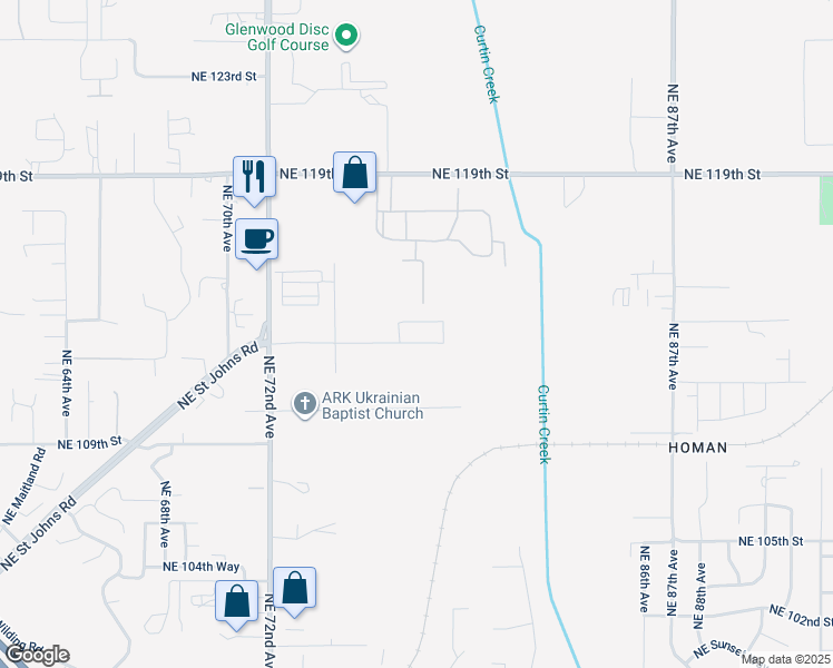 map of restaurants, bars, coffee shops, grocery stores, and more near 7710 Northeast 113th Circle in Vancouver