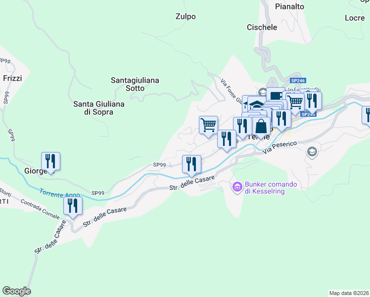 map of restaurants, bars, coffee shops, grocery stores, and more near 24 Contrada Sartore in Recoaro Terme