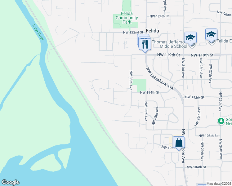 map of restaurants, bars, coffee shops, grocery stores, and more near 3911 Northwest 114th Way in Vancouver