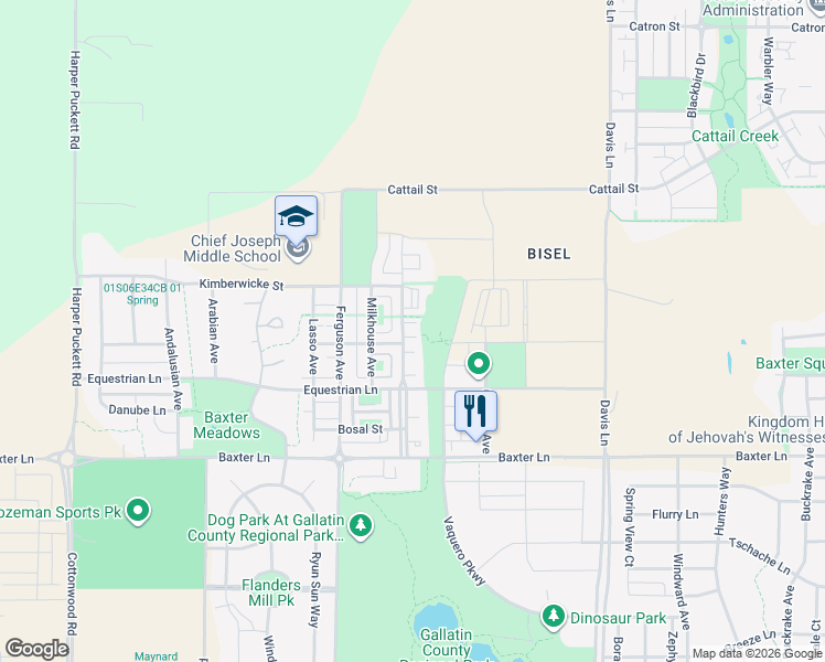 map of restaurants, bars, coffee shops, grocery stores, and more near 2376 Gallatin Green Boulevard in Bozeman