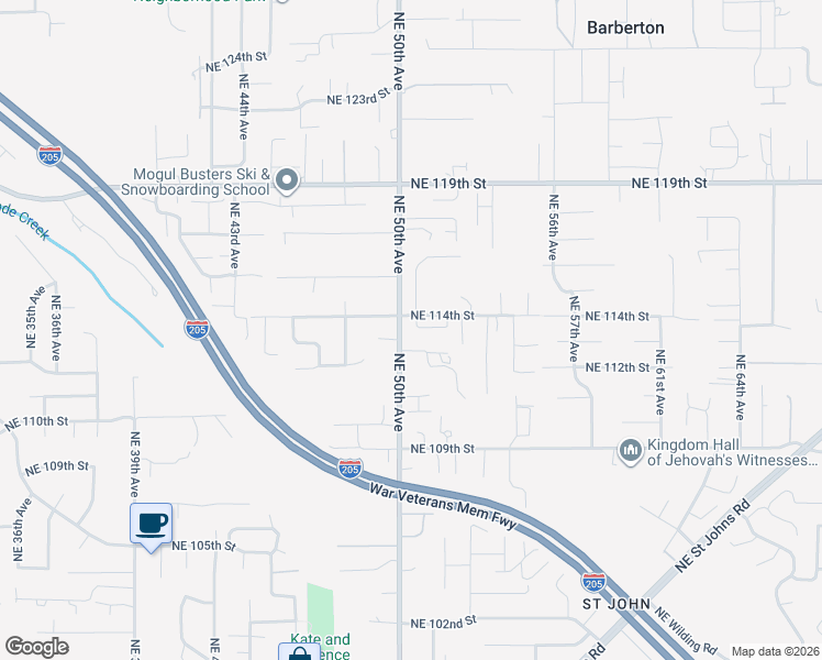 map of restaurants, bars, coffee shops, grocery stores, and more near 5016 Northeast 113th Loop in Vancouver