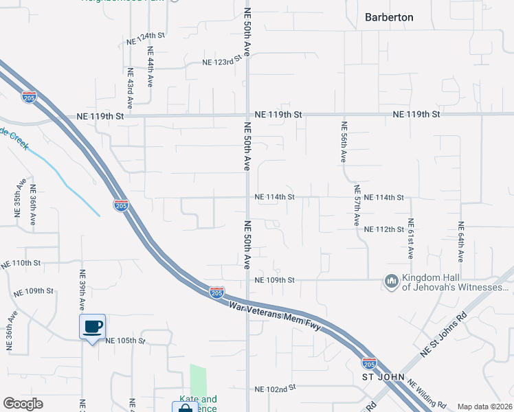 map of restaurants, bars, coffee shops, grocery stores, and more near 5016 Northeast 113th Loop in Vancouver